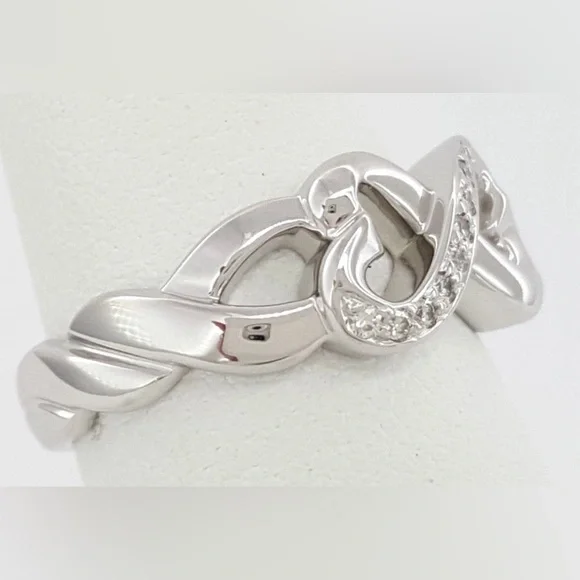 Tiffany & Co Paloma Picasso Double Loving Heart Ring 18K White Gold Diamonds - Picture 4 of 7